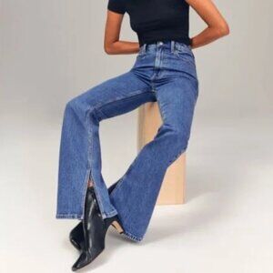 Abercrombie & Fitch The Vintage Flare Ultra High Rise Jeans Split Hem Size 28